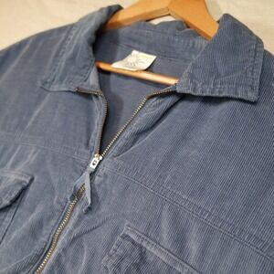 OFFLINE by Aerie Blue Corduroy Quarter Zip Shacket Frayed Hem Oversized Medium